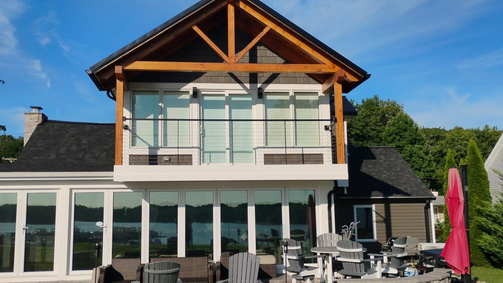 Completed timber-frame porch