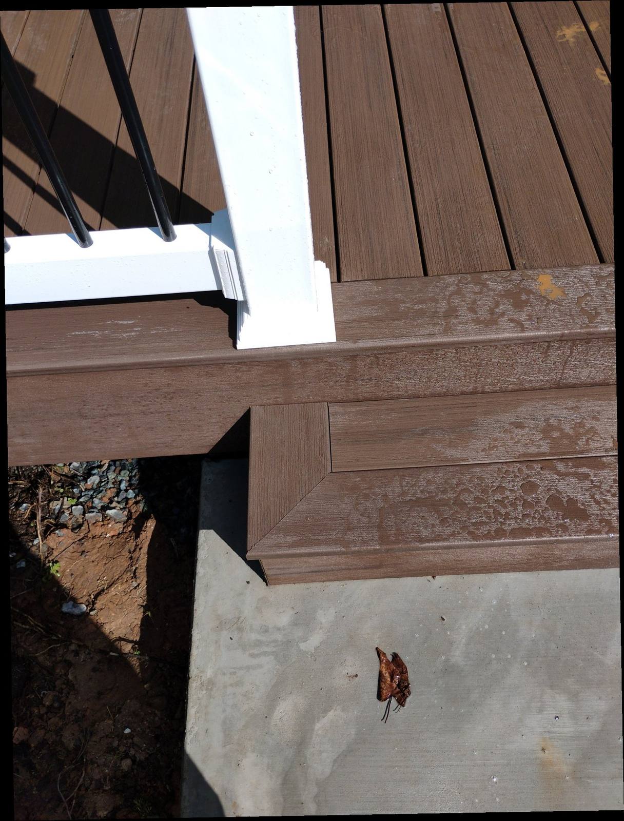 Finished outdoor construction and railing detail
