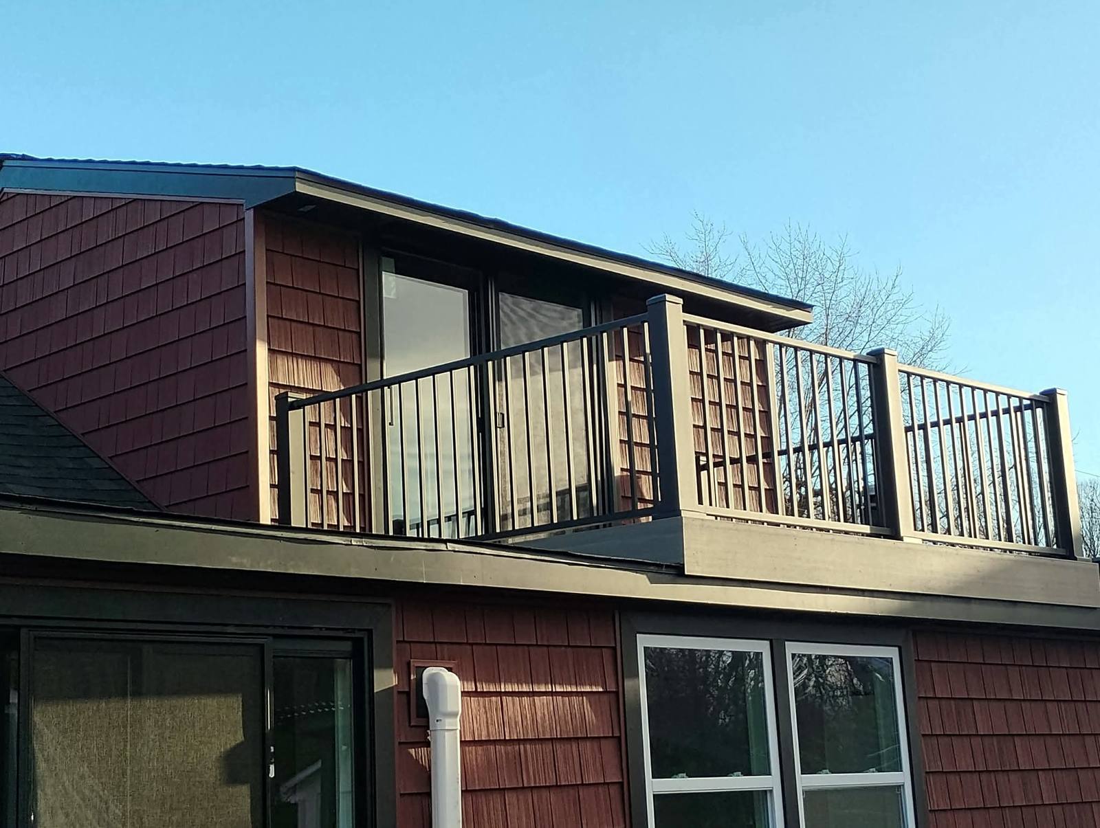 Finished backyard deck and railing
