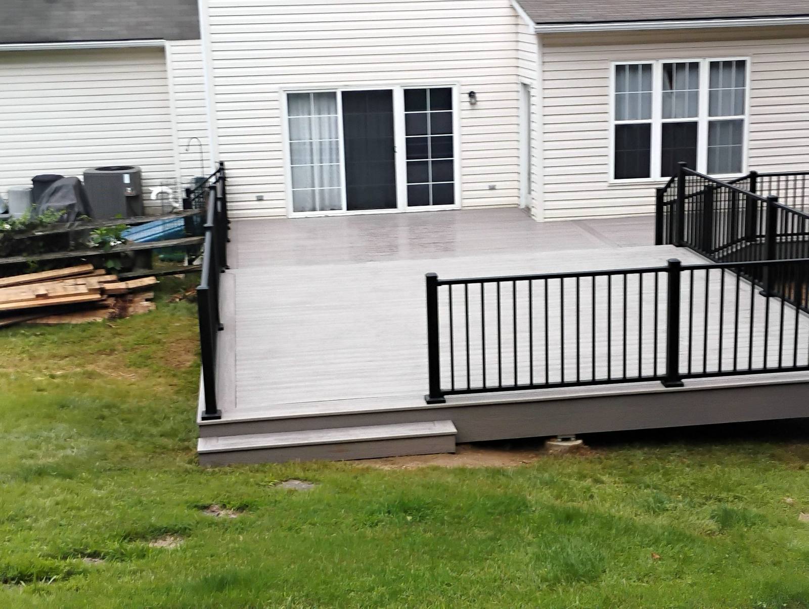 Completed white outbuilding with finished exterior