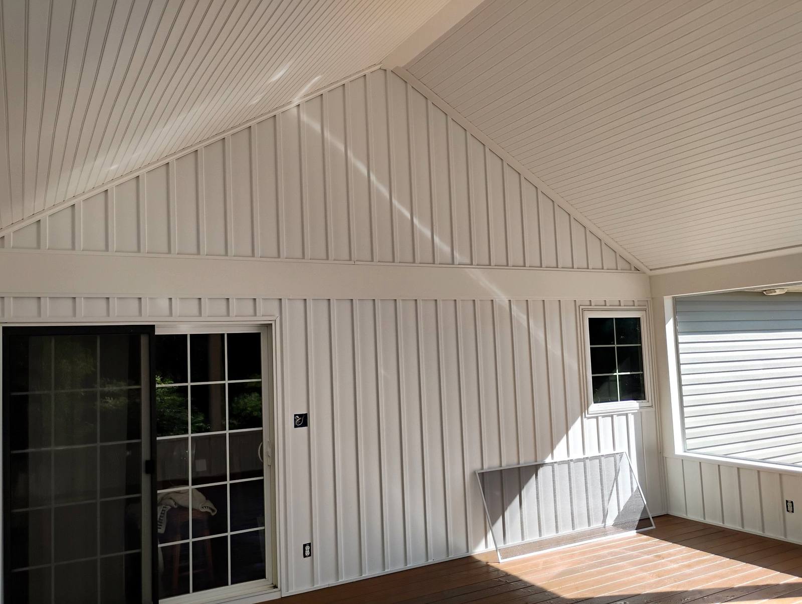 Completed outdoor construction beside a home