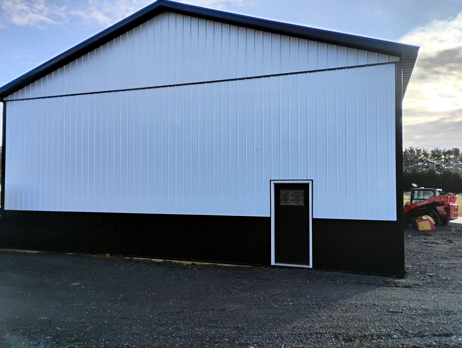 Wide view of a finished blue metal workshop