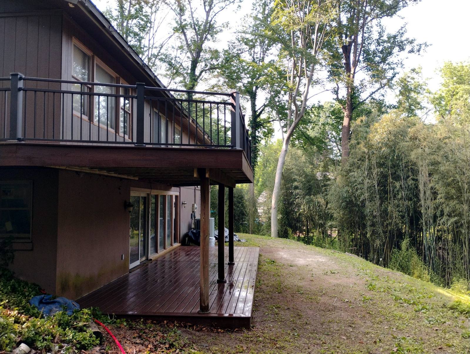 Finished covered deck viewed from the side yard