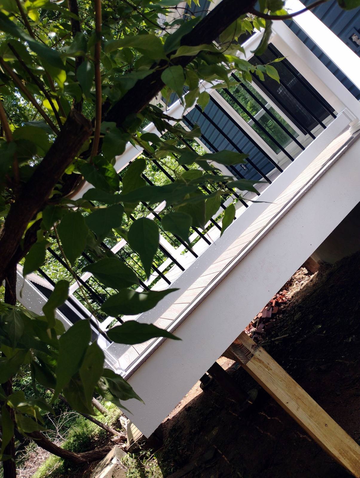 Exterior detail along a finished home addition