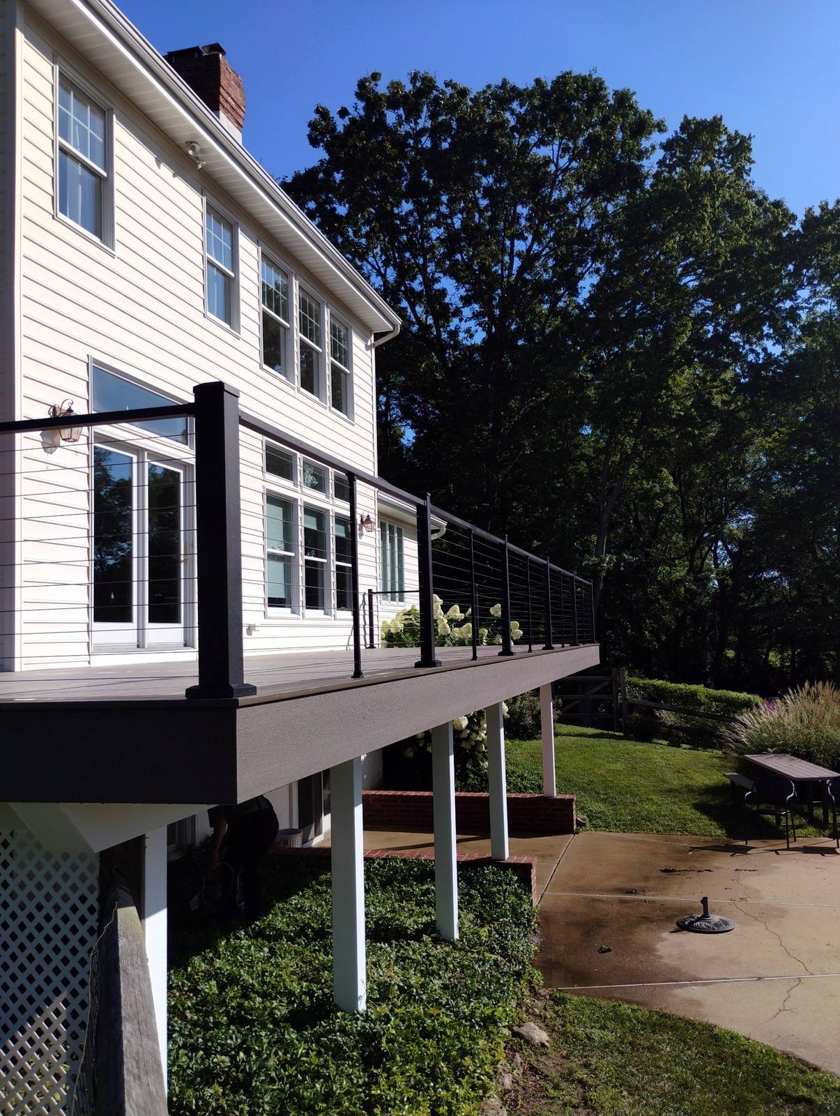 Raised rear deck and walkout level on a finished home