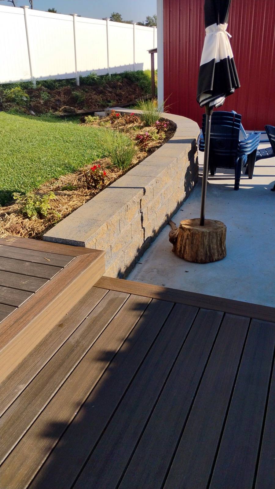 Finished deck stair and landscape detail