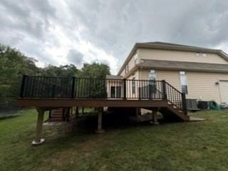 Completed elevated deck across the rear of a home